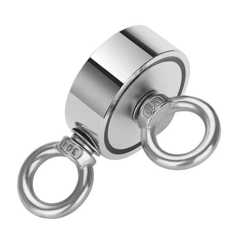 Aimant néodyme Bulldog double face + corde pêche à l'aimant